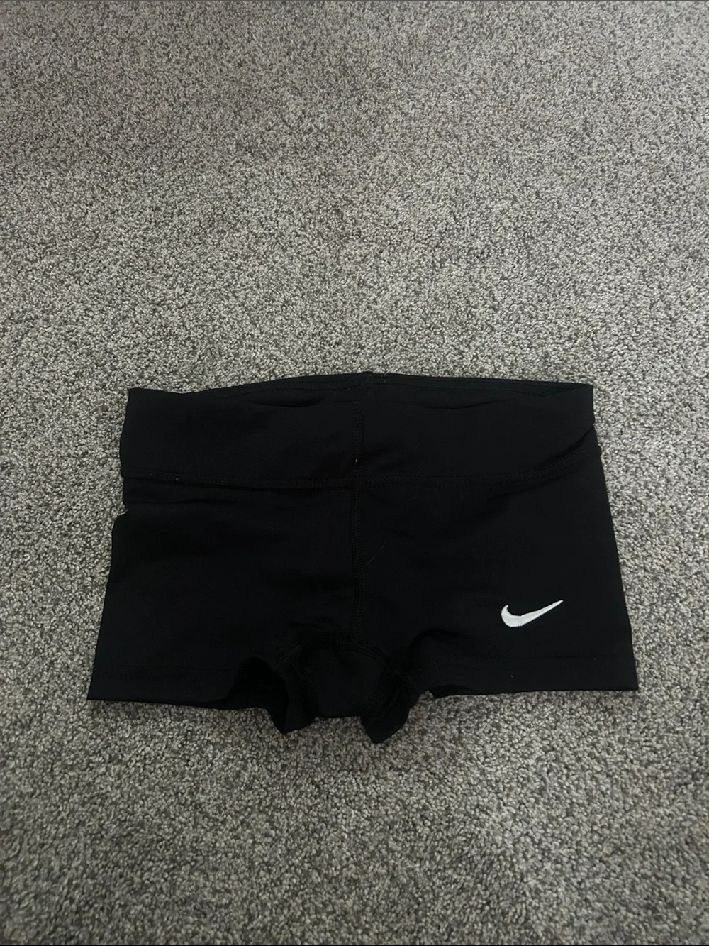 Nike Black Women's Workout Booty Shorts with White Swoosh